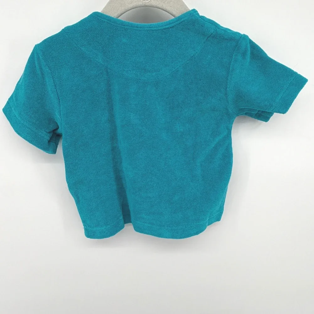 Vilebrequin Barth Boys Lagoon Blue Terry Toweling Sea Turtle T-Shirt Flaw 2T